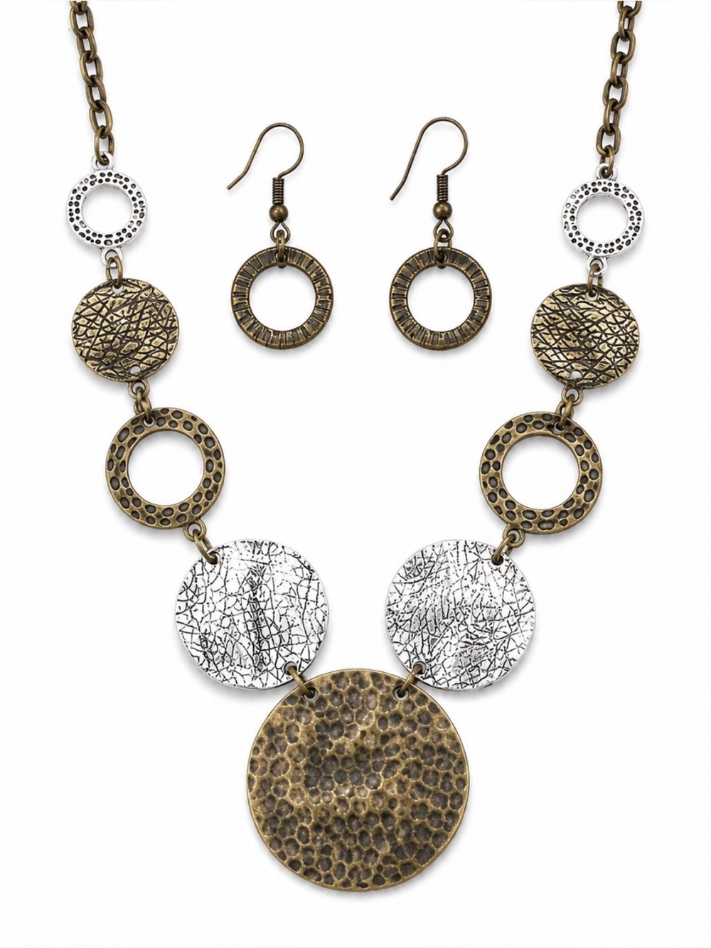 Paparazzi Terra Adventure Brass Mixed Metal Statement Necklace Earring Set